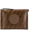 Fendi Monogram Clutch In Brown