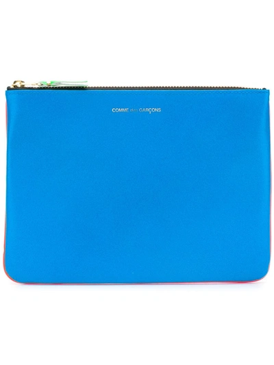 Comme Des Garçons Colour Block Wallet In Blue