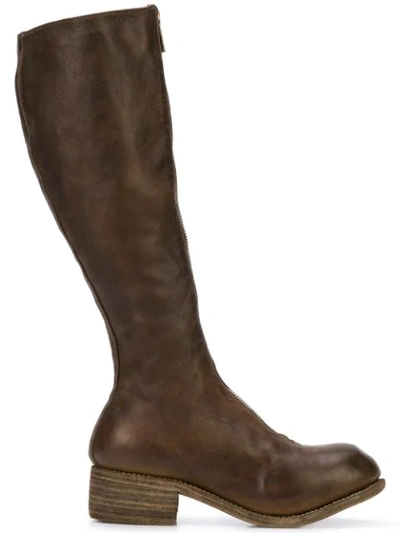 Guidi Front Zip Boots In Brown