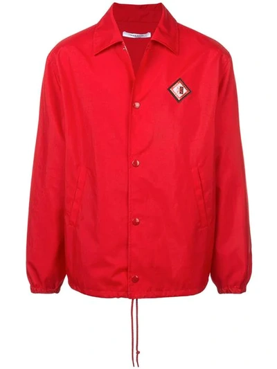 Givenchy Logo Patched Windbreaker In Red