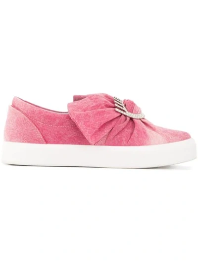 Chiara Ferragni Denim Bow Slip-on Sneakers In Pink
