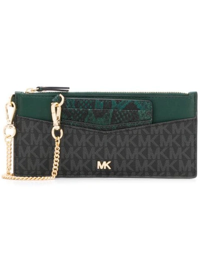 Michael Michael Kors Monogram Zipped Wallet In Black