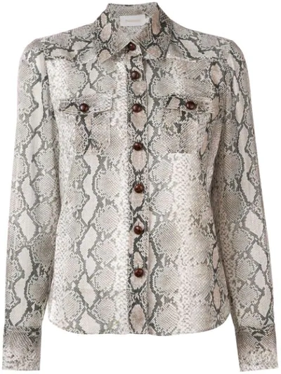 Zimmermann Python Print Shirt In Neutrals