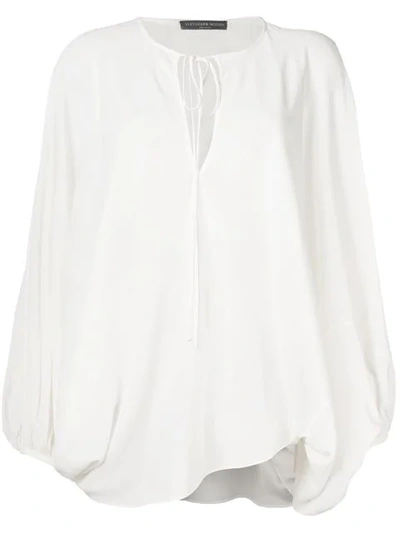 Alexander Mcqueen Peasant Sleeve Blouse In White
