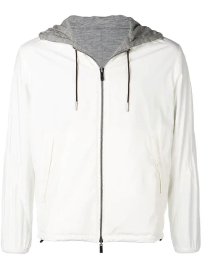 Ermenegildo Zegna Hooded Zipped Jacket In White
