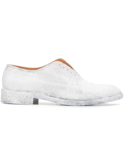 Maison Margiela Icons Painted-leather Derby Shoes In White