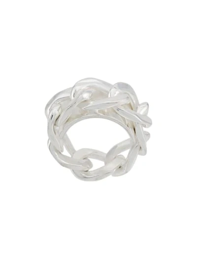 Maison Margiela Chunky Chain Ring In Silver