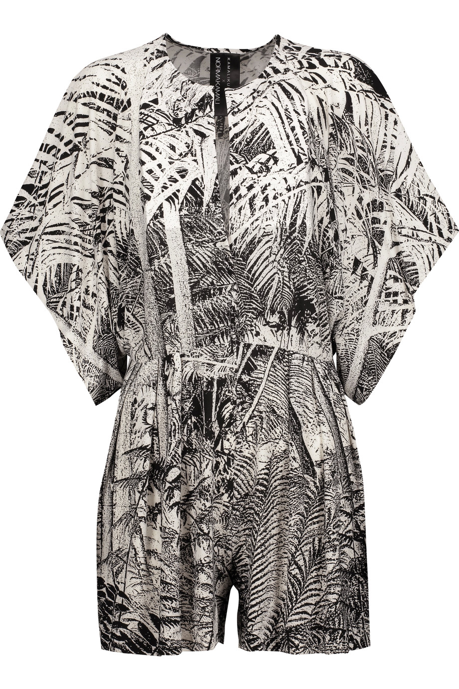 Norma Kamali Rectangle Draped Printed Stretch-jersey Playsuit | ModeSens