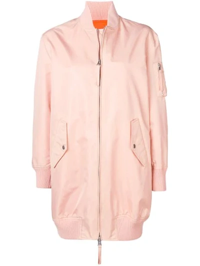 Red Valentino Love You Longline Bomber Jacket In Pink