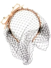 Red Valentino Embellished Net Hairband In Neutrals