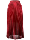 Christopher Kane Pleated Midi Skirt In Red