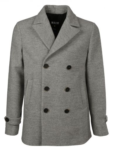 Msgm Double Breasted Coat In Grey | ModeSens