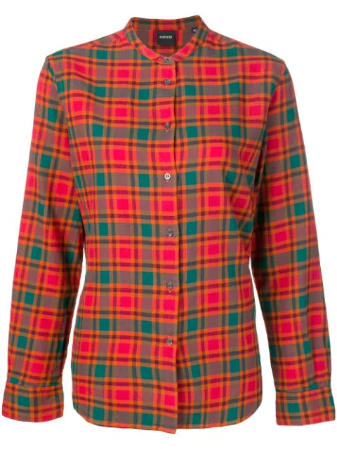 Aspesi Checked Shirt In Orange | ModeSens