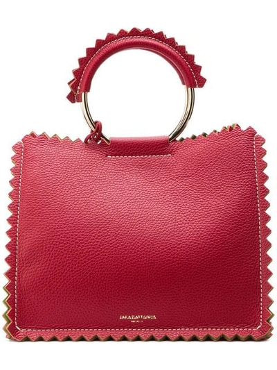 Sara Battaglia Zigzag Trimmed Tote Bag In Red