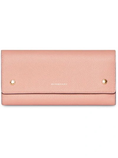 Burberry Leather Continental Wallet In Ash Rose