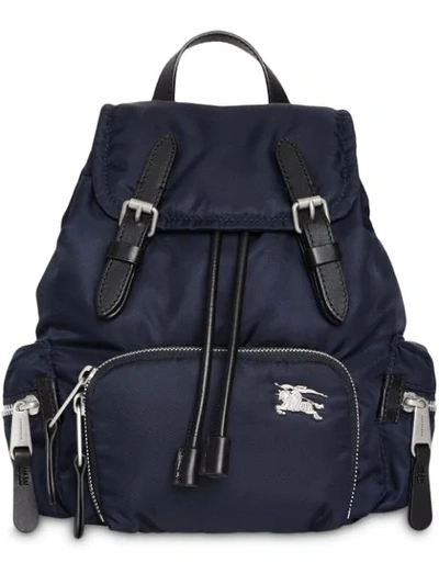 Burberry The Medium Rucksack In Puffer Nylon And Leather In Blue