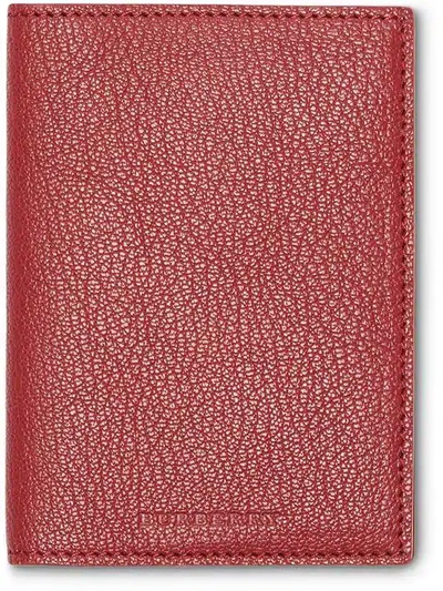 Burberry Leather Passport Holder In Red