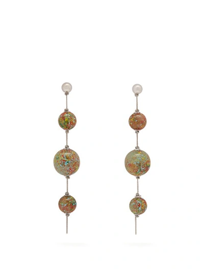 Burberry Marbled Resin Palladium-plated Drop Earrings In Palladio/confetti