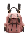 Burberry The Crossbody Rucksack In Nylon And Leather In Mauve Pink