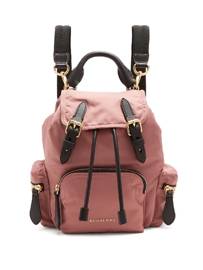 Burberry The Crossbody Rucksack In Nylon And Leather In Mauve Pink