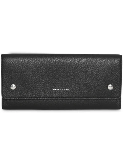 Burberry Leather Continental Wallet In Black