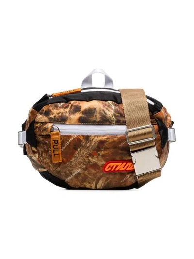 Heron Preston Multicoloured Ctnmb Camouflage Print Padded Cross Body Bag In Brown