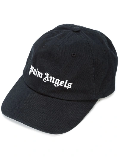 Palm Angels Logo Cotton Blend Baseball Cap - Black