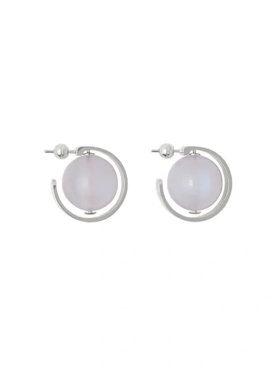 Burberry Marbled Resin Palladium-plated Hoop Earrings In Silver