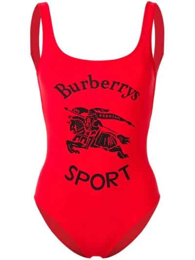 Burberry Archive Logo Print Swimsuit In Black