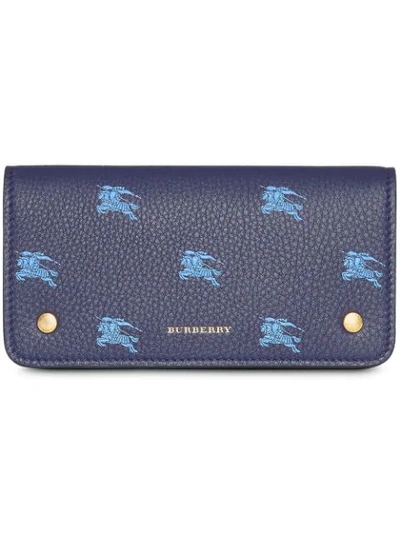 Burberry Equestrian Knight Phone Wallet In Blue