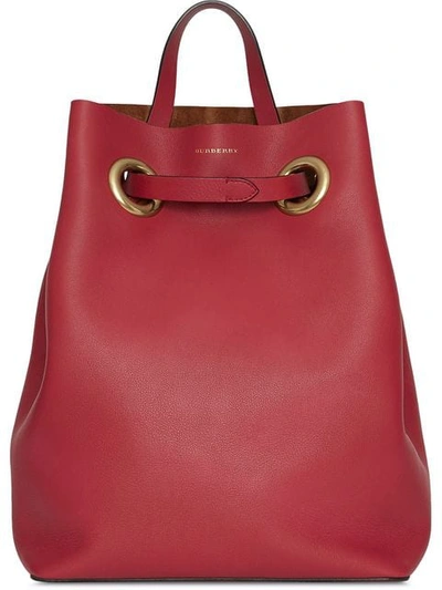 Burberry The Leather Grommet Detail Backpack In Red