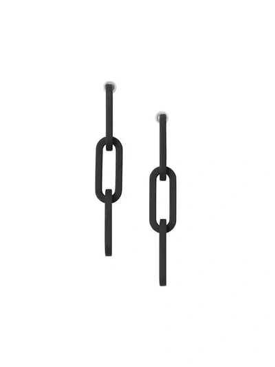 Burberry Rubberised Link Drop Earrings In Black