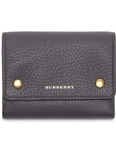 Burberry Small Leather Folding Wallet In Black