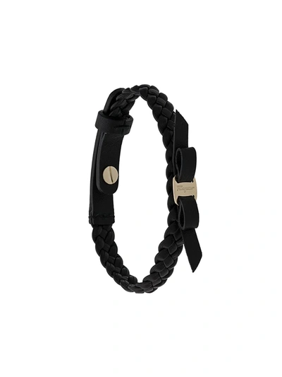 Salvatore Ferragamo Black Vara Bow Leather Bracelet