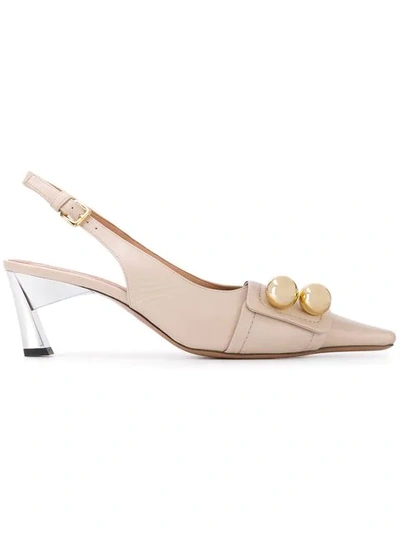 Marni Button Embellished Pumps In Neutrals