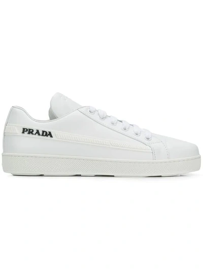 Prada Logo Patch Sneakers In Bianco