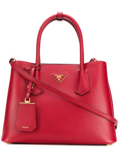 Prada Bibliotheque Tote Bag In Red