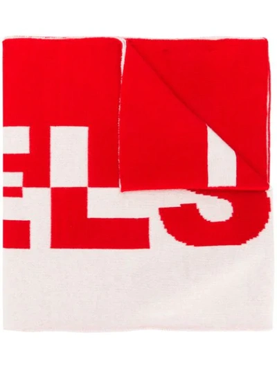 Belstaff Logo Knit Scarf In Red