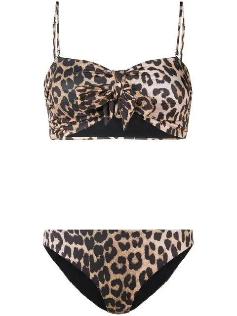 ganni leopard print bikini