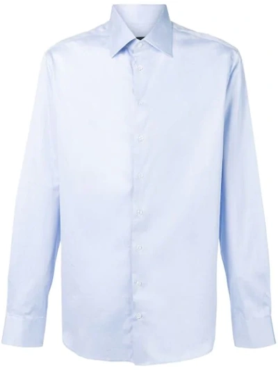 Giorgio Armani Cutaway Collar Shirt In Blue
