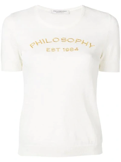 Philosophy Di Lorenzo Serafini Embroidered Logo Knitted T In White