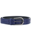 Bottega Veneta Intrecciato Weave Leather Belt In Blue