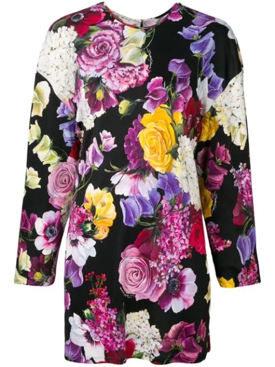 Dolce & Gabbana Floral Long-sleeve Blouse In Black