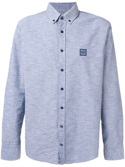 Hugo Boss Button Down Collar Shirt In Blue