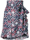 Isabel Marant Étoile Floral Frill Trim Wrap Skirt In Blue