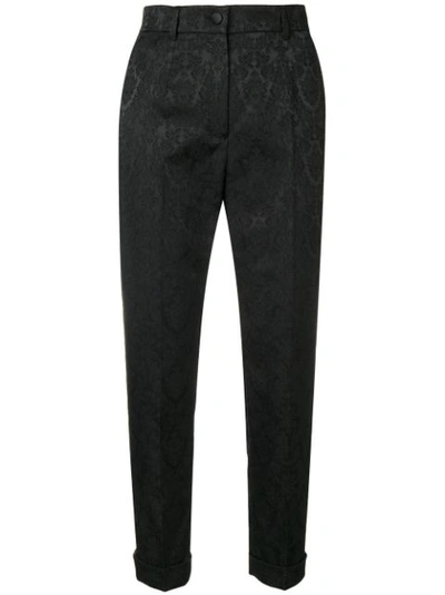 Dolce & Gabbana Jacquard Cropped Trousers In Black