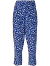 Marni Floral Cropped Trousers In Blue