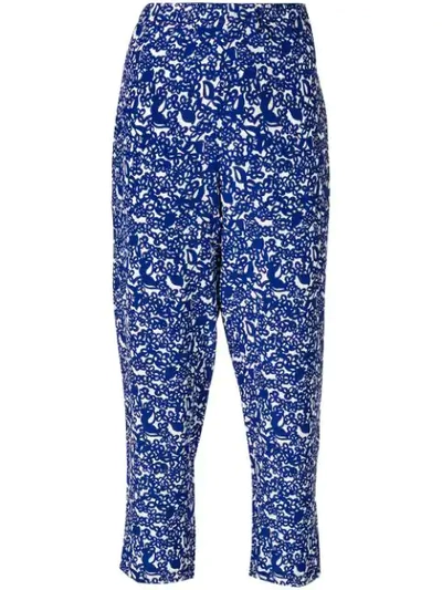 Marni Floral Cropped Trousers In Blue