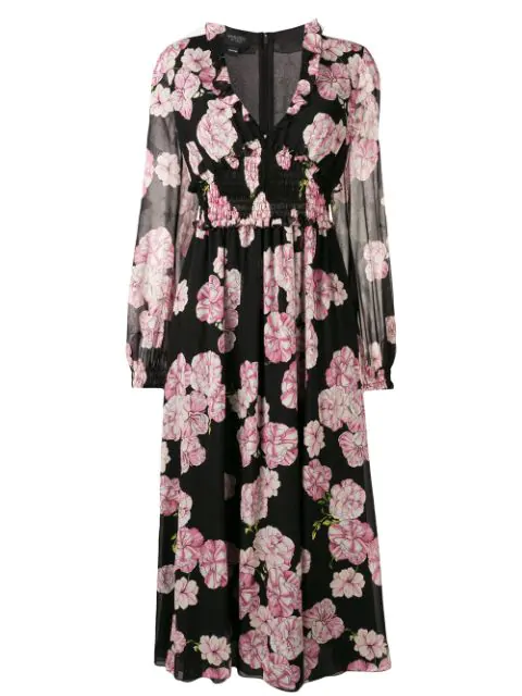 black dress with large pink flowers