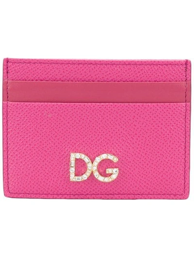 Dolce & Gabbana Logo Plaque Cardholder In Pink